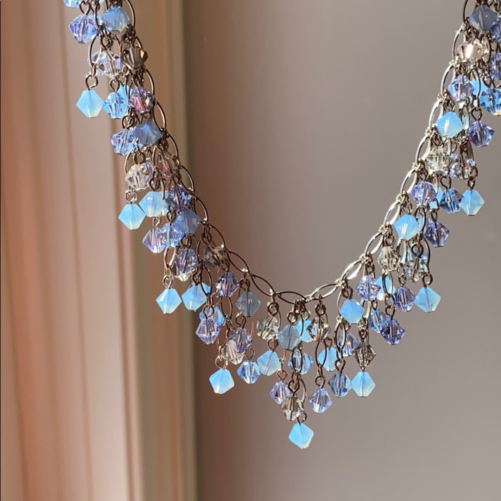 Blue sparkly necklace ! All intact .